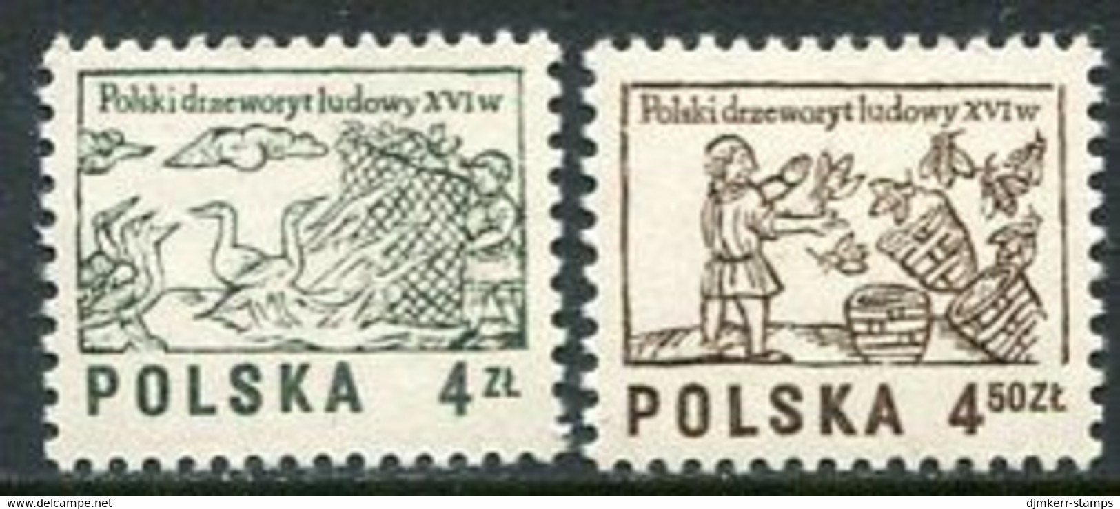 POLAND 1977 Woodcuts MNH / **.  Michel 2537-38 - Unused Stamps