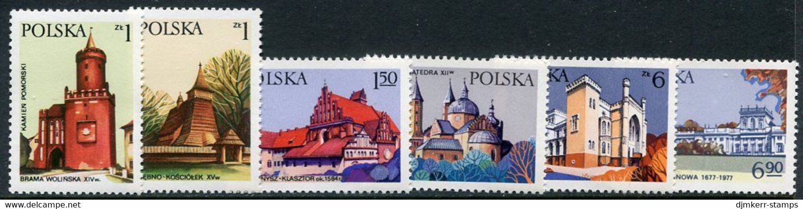 POLAND 1977 Historic Buildings MNH / **.  Michel 2531-36 - Unused Stamps