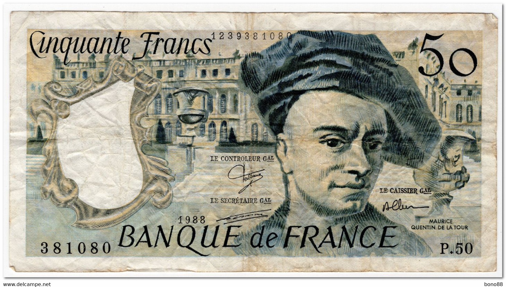 FRANCE,50 FRANCS,1988,P.152d,FINE - 50 F 1976-1992 ''Quentin De La Tour''