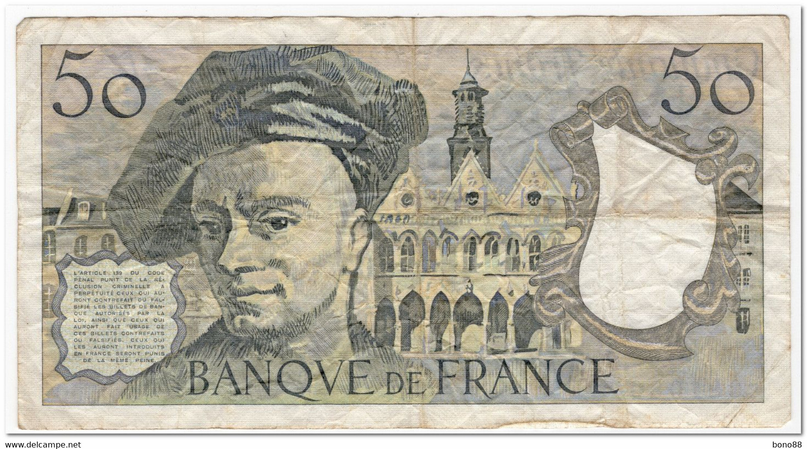 FRANCE,50 FRANCS,1988,P.152d,FINE - 50 F 1976-1992 ''Quentin De La Tour''