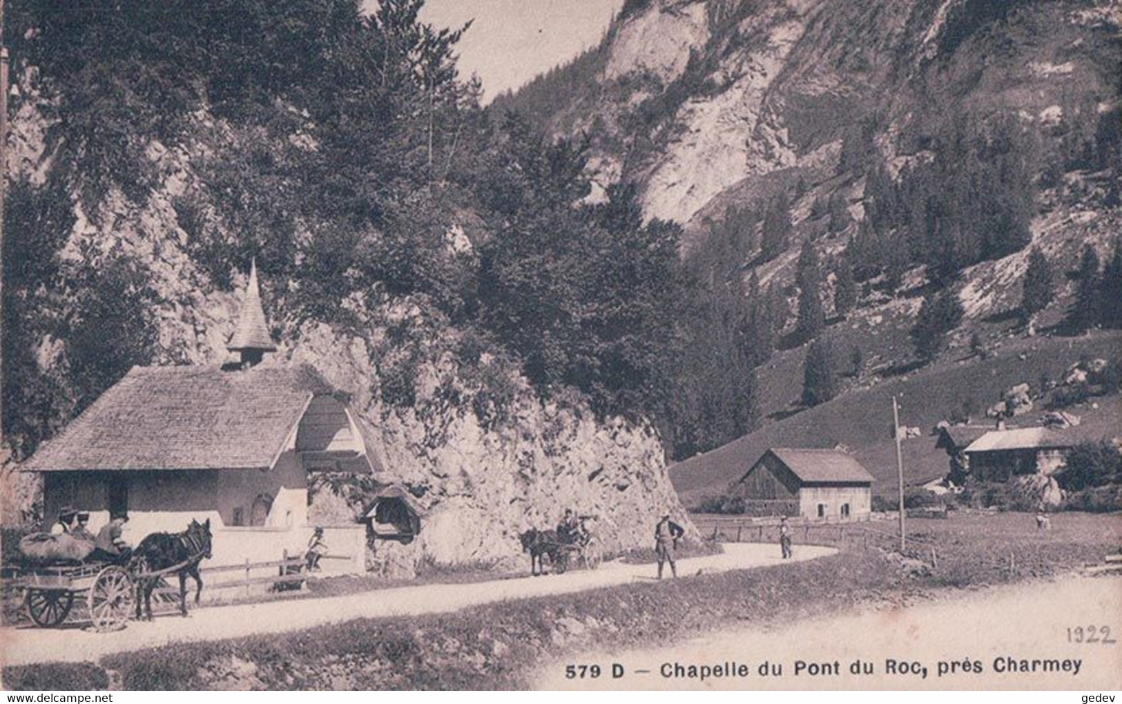 Charmey FR, Chapelle Du Pont Du Roc, Attelages D'un Cheval (morel 579 D) - Chapelle