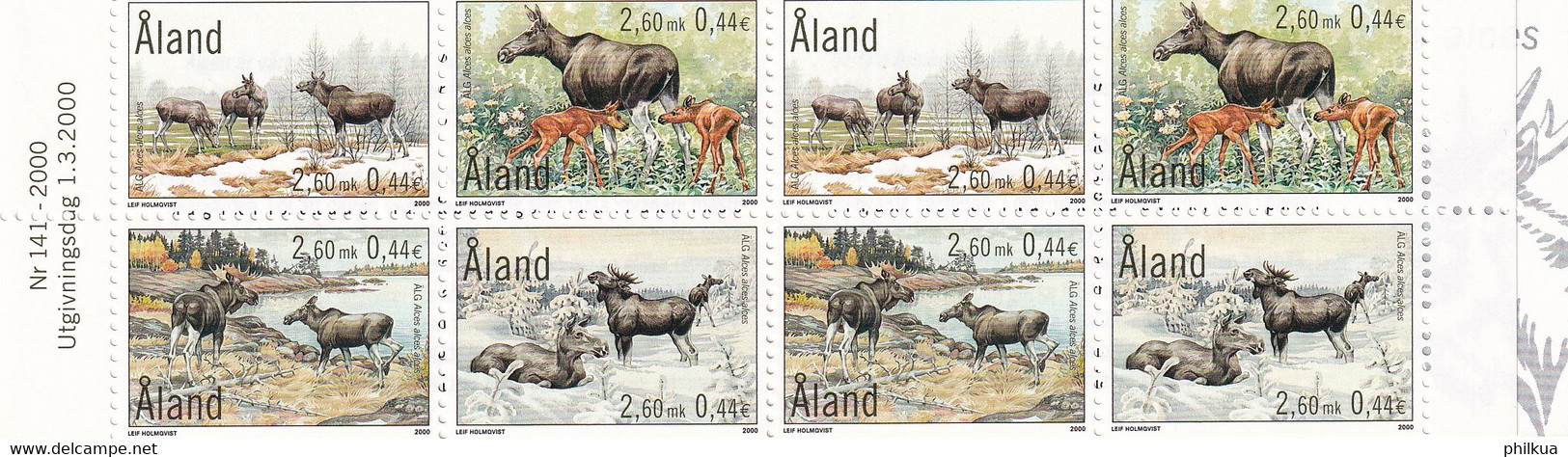 MiNr. 171 - 174  Finnland Alandinseln2000, 1. März. Der Elch. Odr., Markenheftchen Postfrisch/**/MNH - Aland