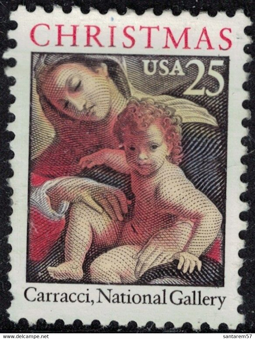 Etats Unis 1989 Used Vierge à L'enfant Par Carracci National Gallery Y&T US 1878 SU - Other & Unclassified