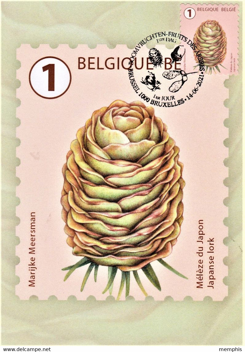 Reeks Van 10 Maximumkaarten Bpost "Boomvruchten" Marijke Meersman Stempel 1ste Dag Brussel-Bruxelles 14-06-2021 - Unused Stamps