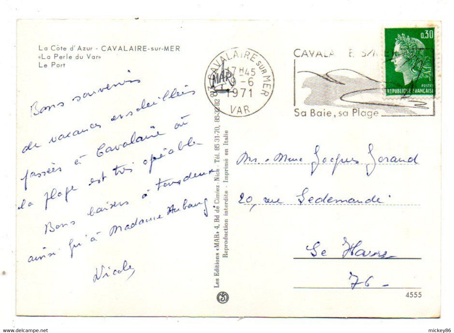 CAVALAIRE SUR MER --1971--Le Port  (petite Animation) ....timbre...cachet......à Saisir - Cavalaire-sur-Mer