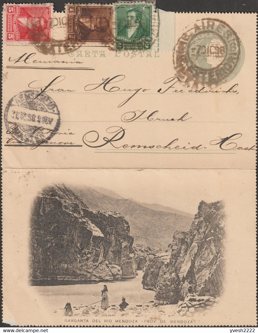 Argentine 1898. Carte-lettre, Gorges De La Rivière Mendoza, Province éponyme. Montagnes - Mountains