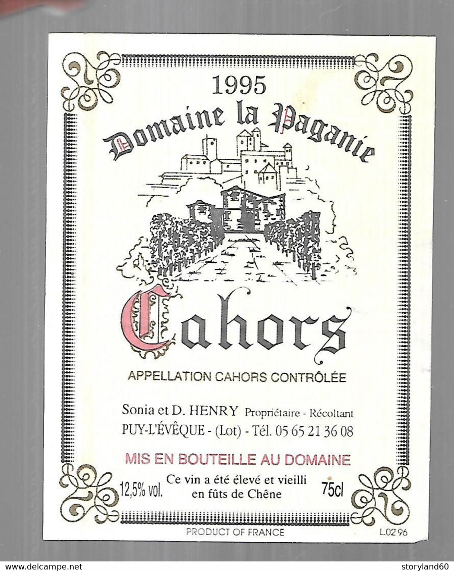 Cahors , Domaine La Paganie 1995 Puy L'évèque - Cahors