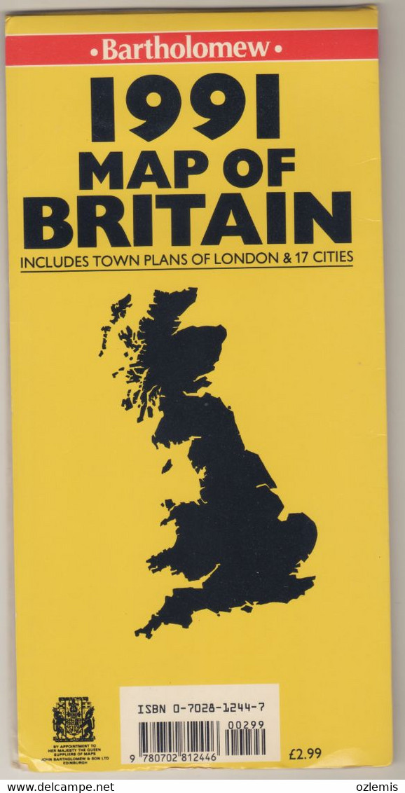 BARTHOLOMEV ,1991 MAP OF BRITAIN, - Atlases, Maps