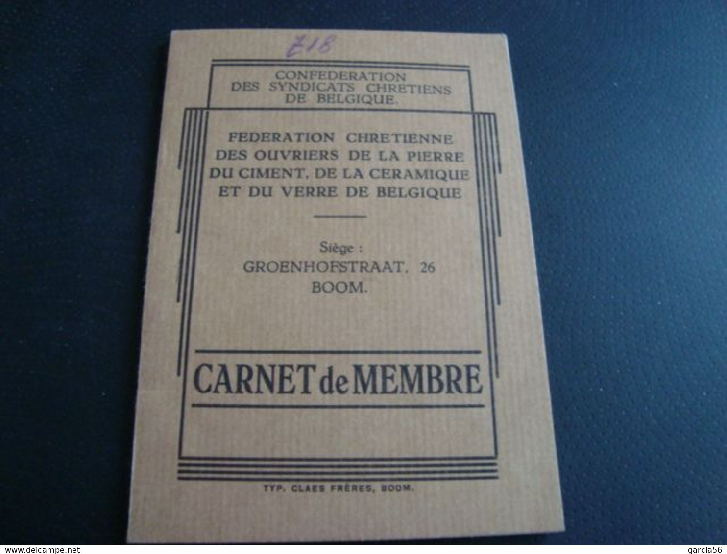 Carnet De Membre Des Ouvriers De La Pierre (francs Carriers à Maffles  (ath)en 1940 (13,5/9,5cm) - Documents Historiques