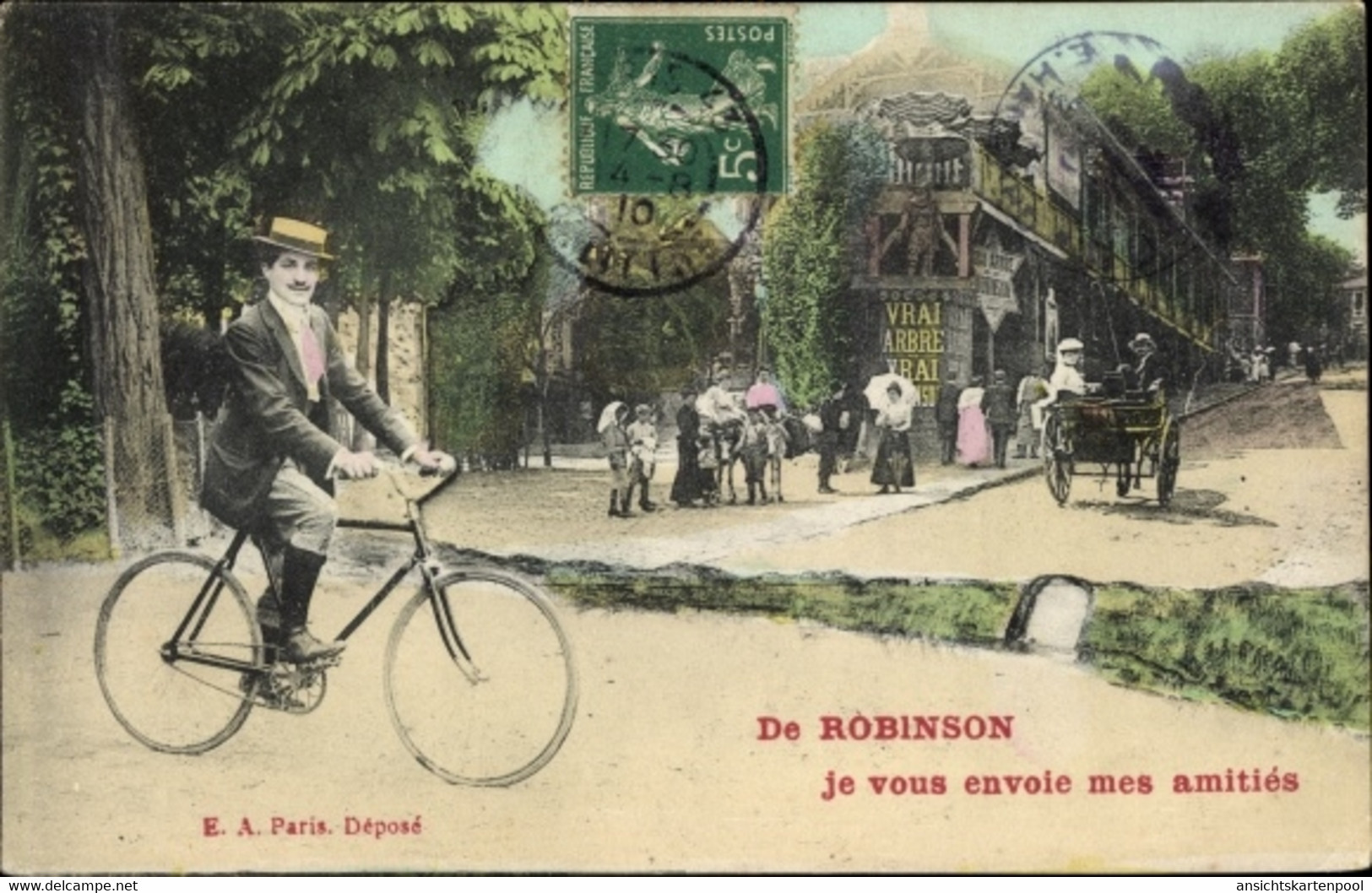 CPA Robinson Hauts-de-Seine, Je Vous Envoie Mes Amitiés, Radfahrer - Other & Unclassified