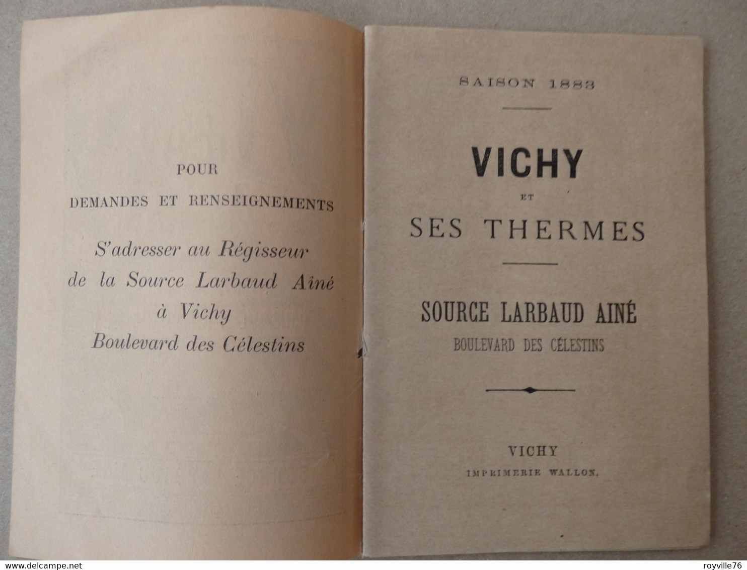 Dépliant Touristique De Vichy (03) Et Ses Thermes De La Source Larbaud Aine Saison 1883. 32 Pages. - Tourism Brochures