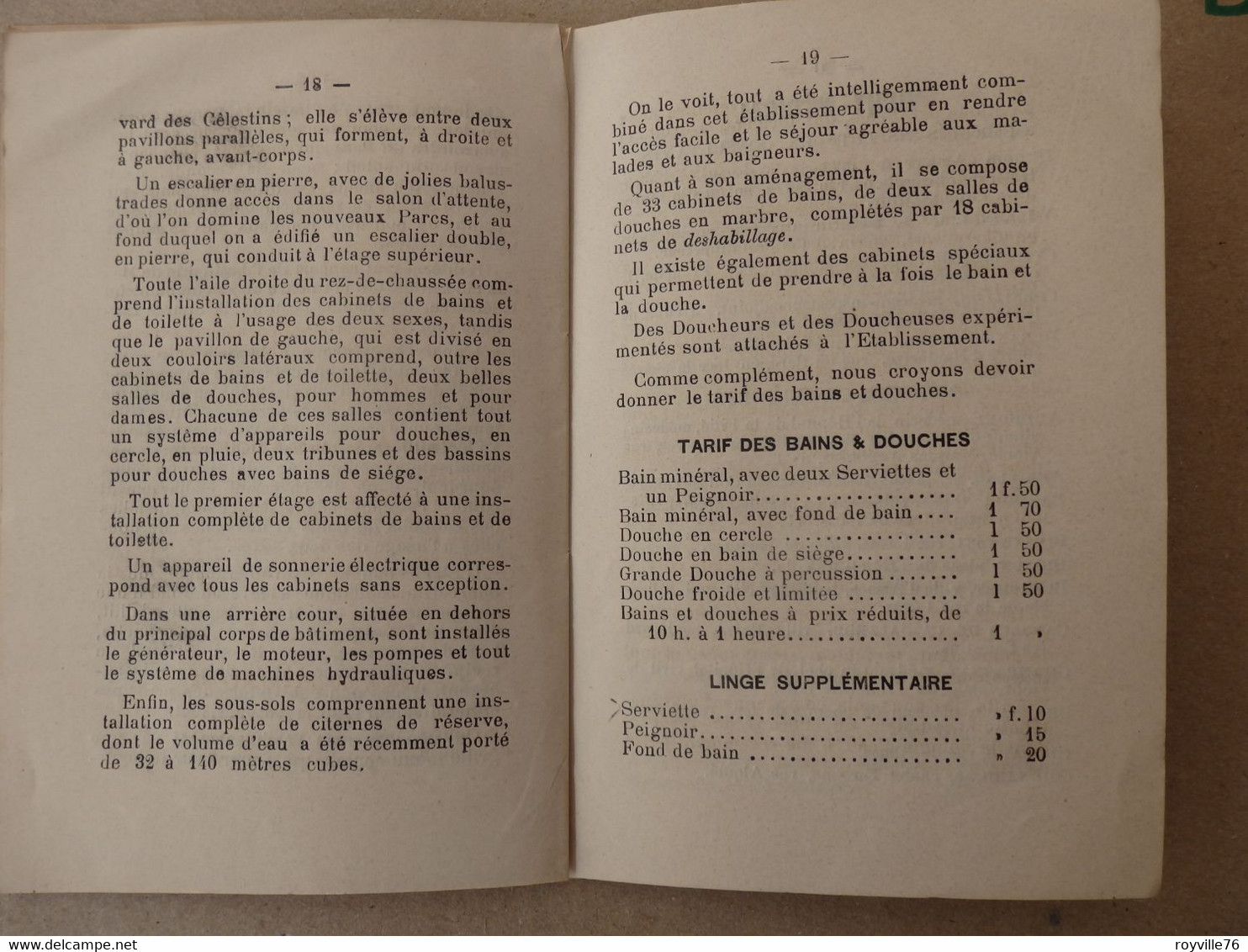 Dépliant Touristique De Vichy (03) Et Ses Thermes De La Source Larbaud Aine Saison 1883. 32 Pages. - Tourism Brochures