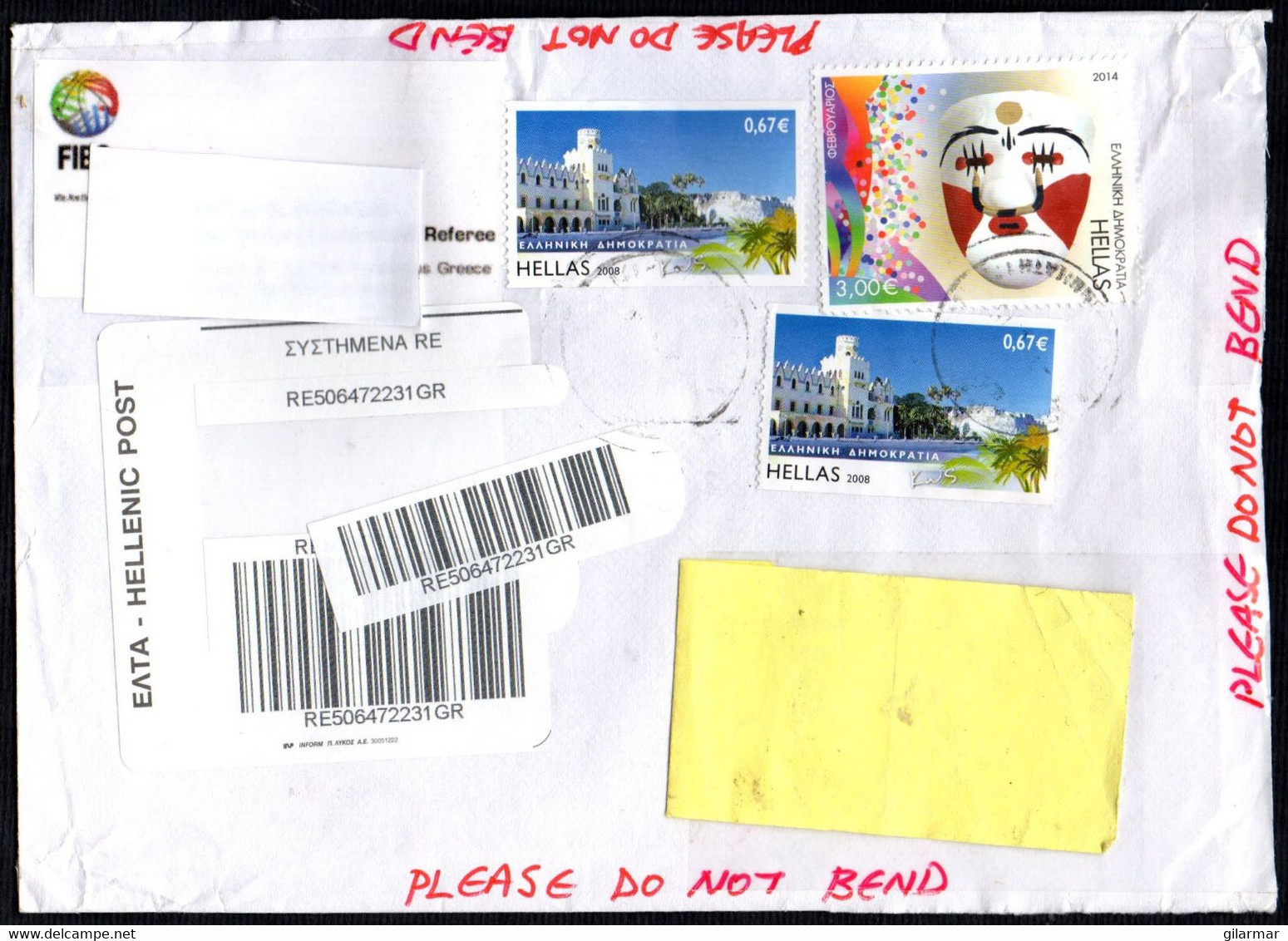 GREECE - REGISTERED ENVELOPE - GREEK ISLANDS: KOS / MASK - Briefe U. Dokumente