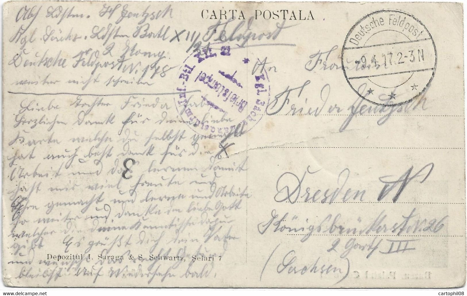 1917 BUZAU BUZEU PALATUL COMUNAL FELDPOST  - SENT FROM ROMANIA TO GERMANY - BX93XCB88 - Roumanie