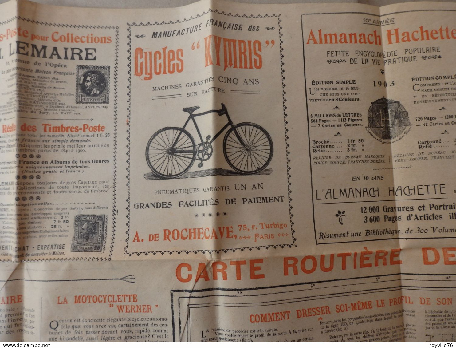 Carte Routière De La France De Début 1900 Avec De Belles Publicités Voir Photos Ou énumérations Au Niveau De L'état. - Roadmaps
