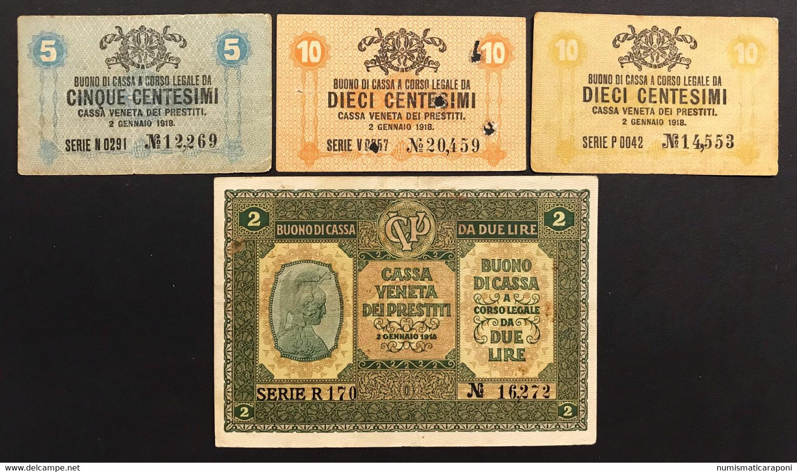Cassa Veneta Dei Prestiti 2  Lire + 10 + 10 +5 Cent 1918 LOTTO 1069 - Unclassified