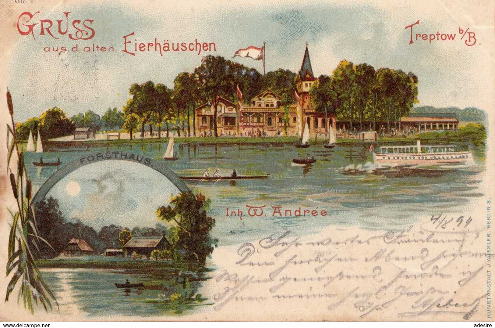 Litho, Gruss Aus D.alten Eierhäuschen 1899, Treptow Berlin, Forsthaus, Gelaufen, Albumabdrücke - Treptow