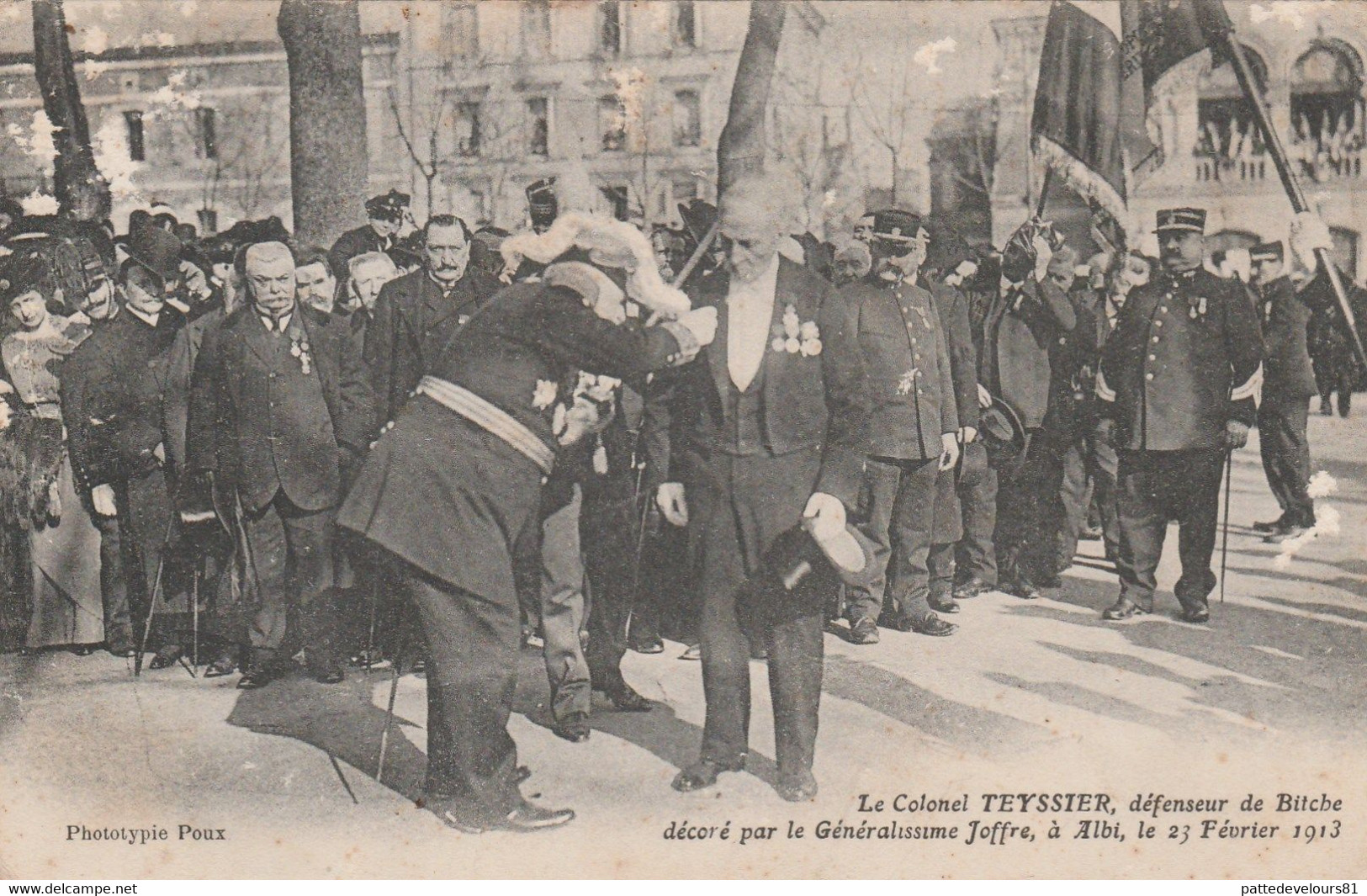 CPA (81) ALBI Colonel TEYSSIER Défenseur De Bitche Décoré Par Le Général JOFFRE Février 1913  2 Scans - Albi