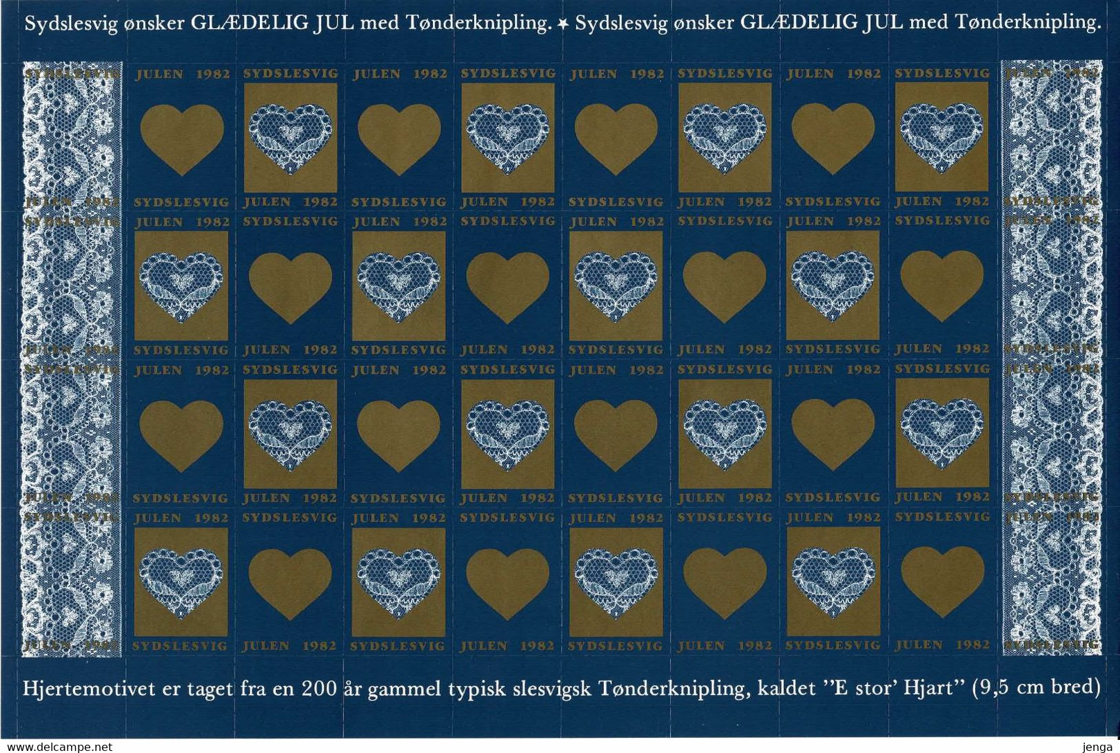 Denmark; Christmas Seals. Sydslesvig;  Full Sheet 1982.   MNH(**), Not Folded. - Feuilles Complètes Et Multiples