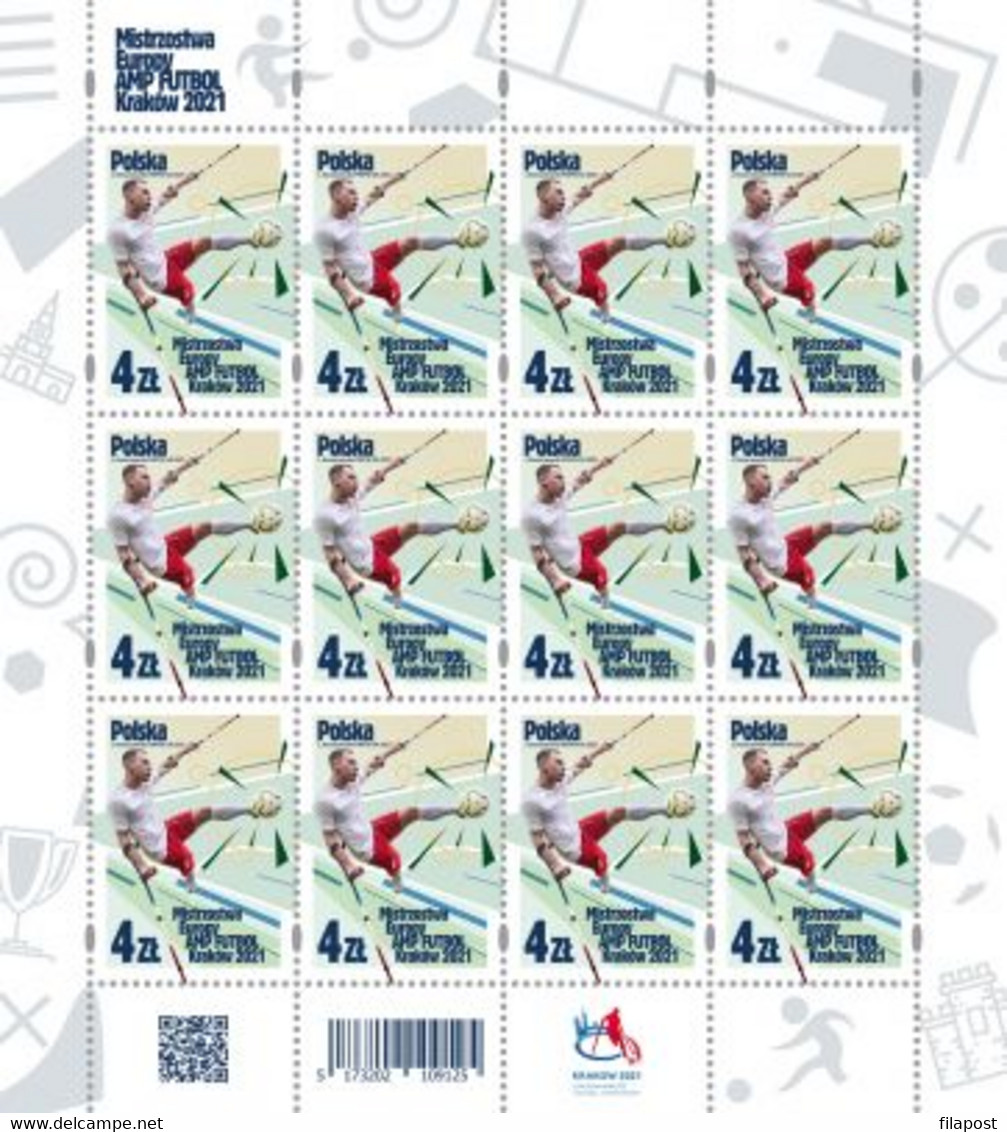 Poland 2021 / AMP FUTBOL European Championships Kraków 2021, Football, Sport, Krystian Kaplon, Full Set MNH** New!! - Handisport