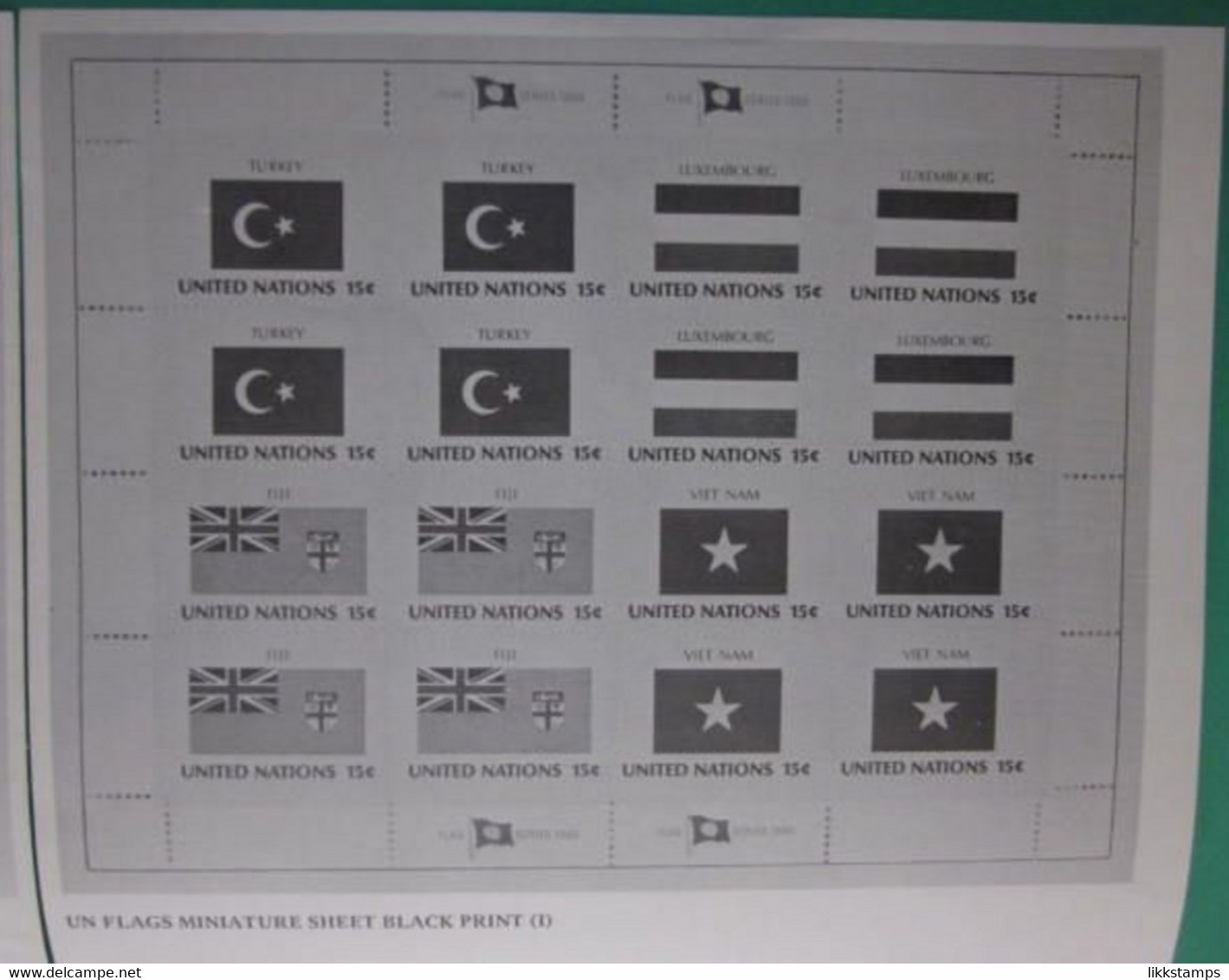 UNUSUAL AND RARELY OFFERED 1980 UNITED NATIONS FLAG SERIES, BLACK PRINTS. ( 02189 ) - Autres & Non Classés