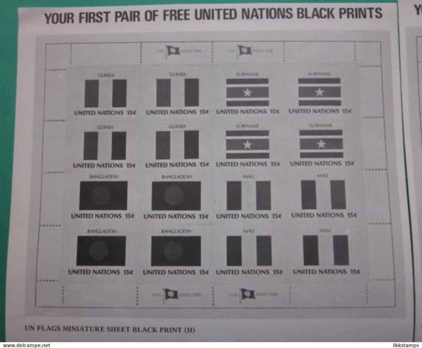 UNUSUAL AND RARELY OFFERED 1980 UNITED NATIONS FLAG SERIES, BLACK PRINTS. ( 02189 ) - Sonstige & Ohne Zuordnung