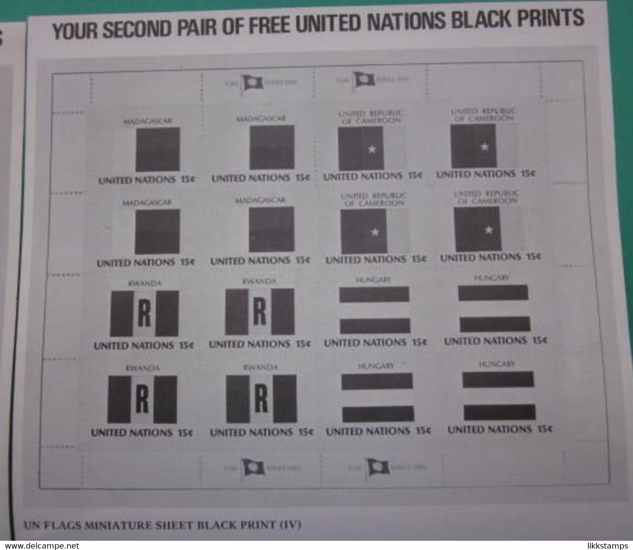 UNUSUAL AND RARELY OFFERED 1980 UNITED NATIONS FLAG SERIES, BLACK PRINTS. ( 02189 ) - Otros & Sin Clasificación