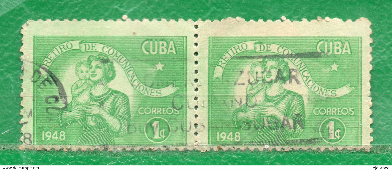 7 Cuba 1948 Yvert 313A En Pareja Horizontal  Usado - Oblitérés