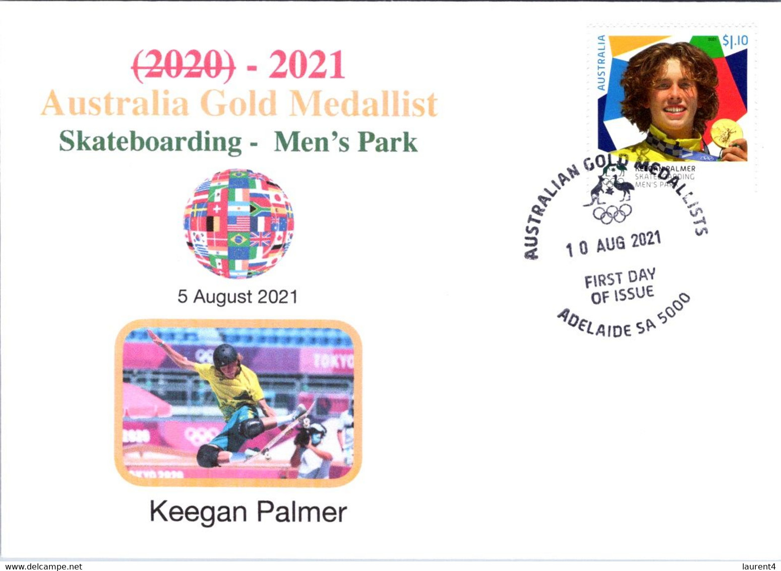 (2 A 3) 2020 Tokyo Summer Olympic Games - Australia Gold Medal FDI Cover Postmarked SA Adelaide (skateboarding) - Summer 2020: Tokyo