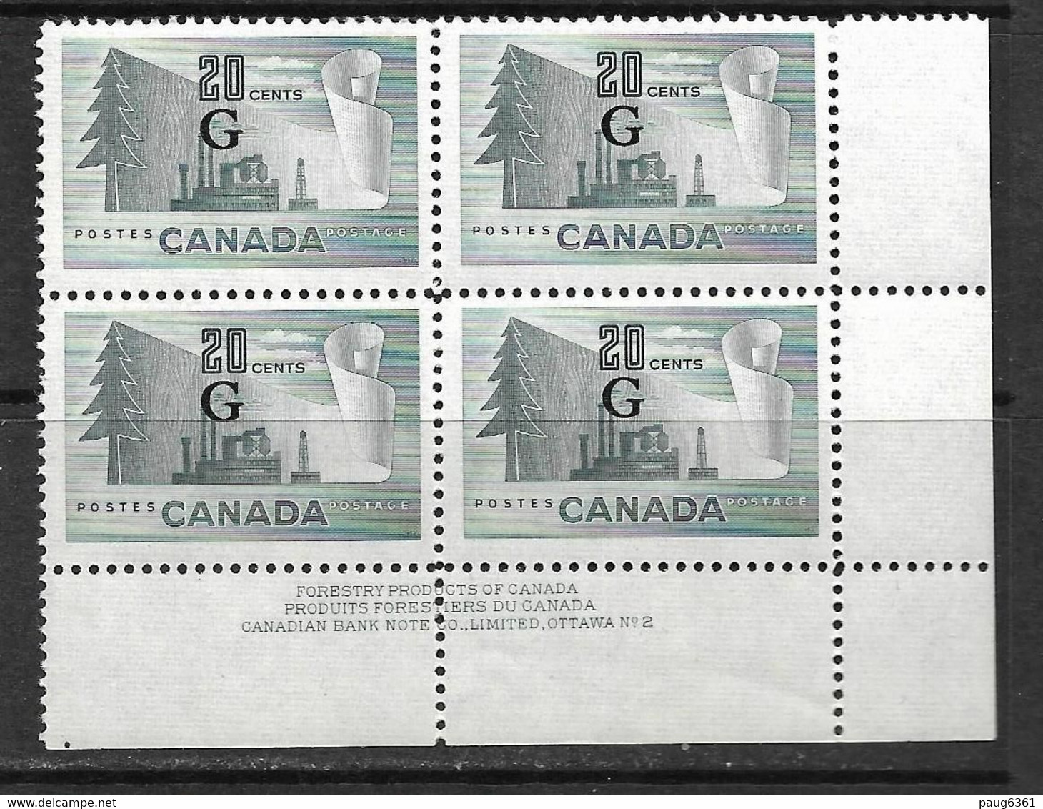 CANADA 1952 SERVICE  BLOC DE 4 YVERT N°S31 NEUF MNH**/MLH* - Otros & Sin Clasificación