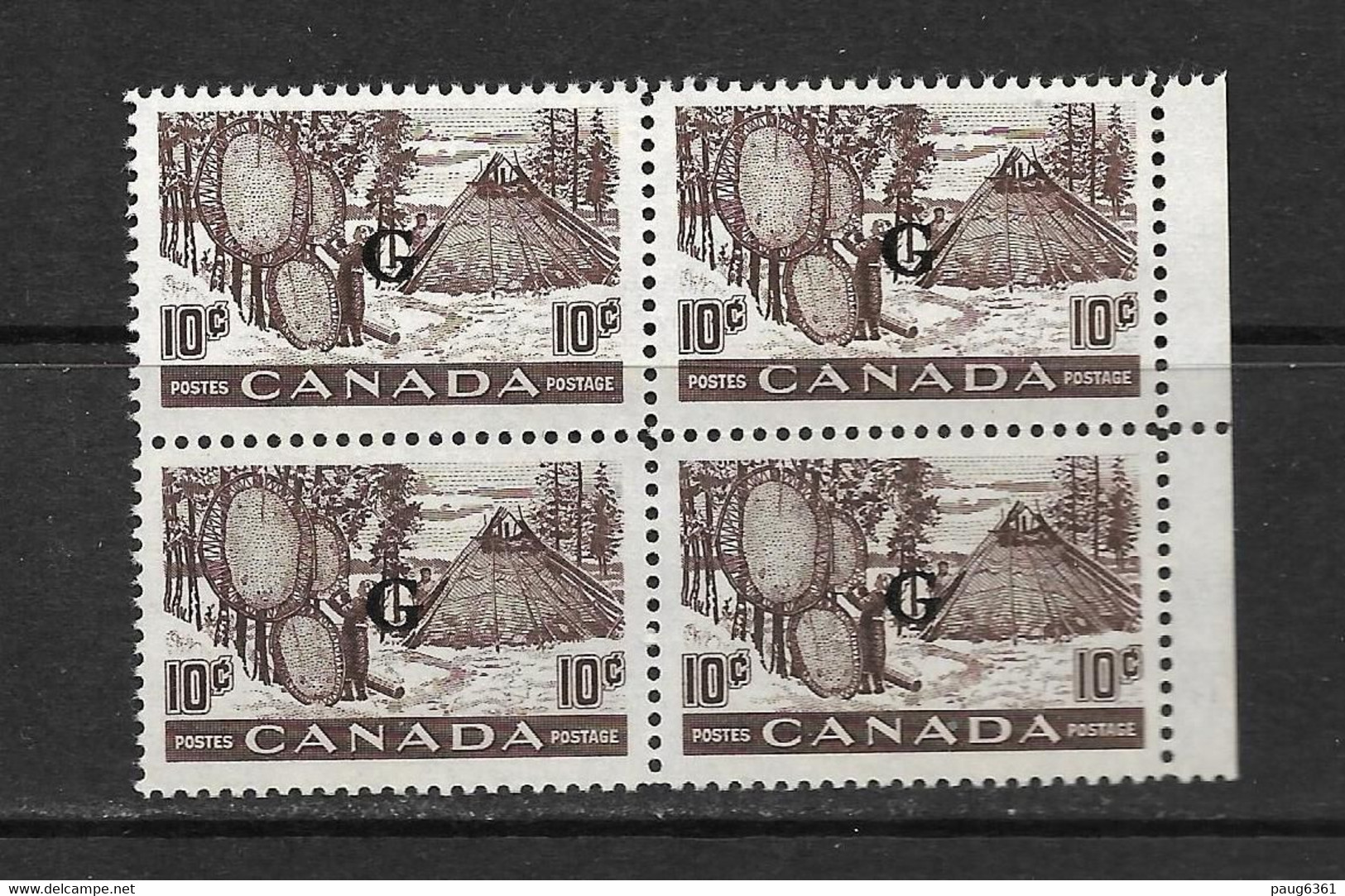 CANADA 1950/51 SERVICE  BLOC DE 4 YVERT N°S25 NEUF MNH**/MLH* - Autres & Non Classés