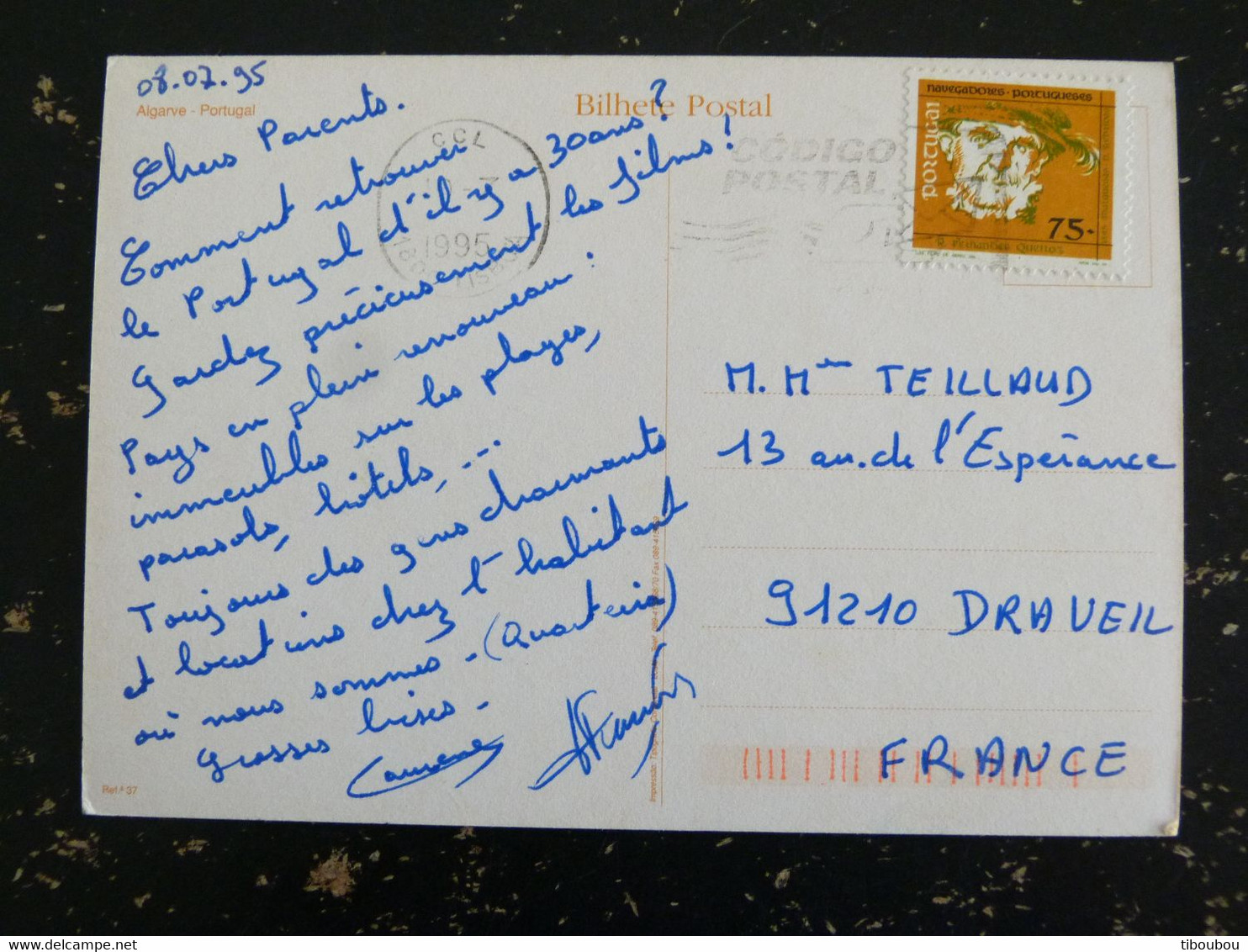 LETTRE PORTUGAL AVEC YT 1987 NAVIGATEUR P. FERNANDES QUENOZ - ALGARVE - Storia Postale