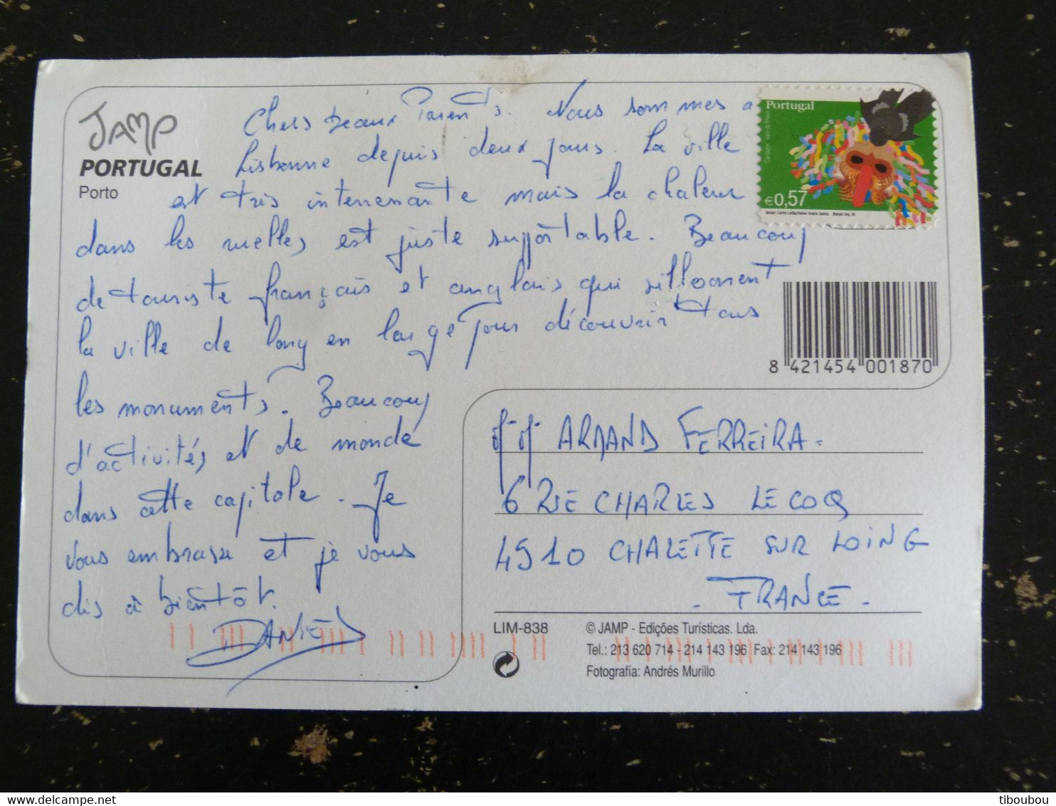 LETTRE PORTUGAL AVEC YT 2922 MASQUE DE CARNAVAL CARDADOR VALLEE DE LLHAVO - PORTO - Storia Postale