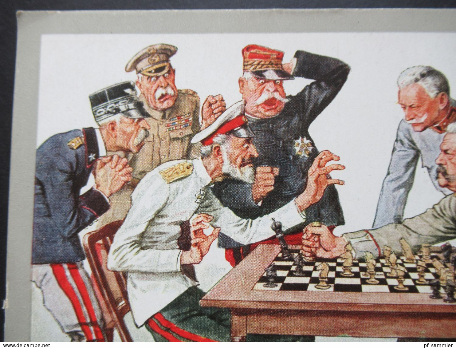1.WK Schach Hindenburg Zar Nikolai II Generäle In Uniform Orden Künstlerkarte Verlag M. MUNK Wien Propaganda 1.WK - Chess