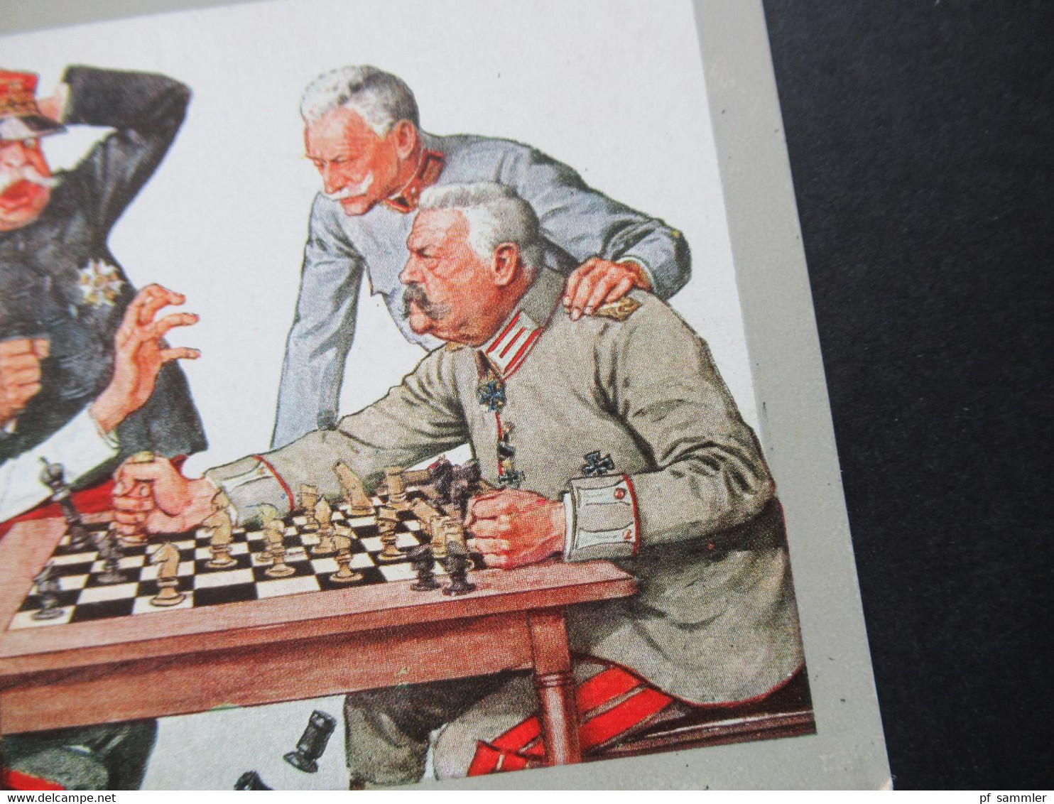 1.WK Schach Hindenburg Zar Nikolai II Generäle In Uniform Orden Künstlerkarte Verlag M. MUNK Wien Propaganda 1.WK - Chess