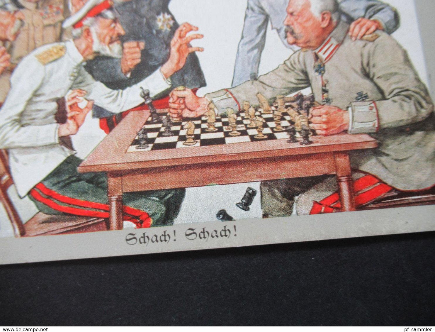 1.WK Schach Hindenburg Zar Nikolai II Generäle In Uniform Orden Künstlerkarte Verlag M. MUNK Wien Propaganda 1.WK - Chess