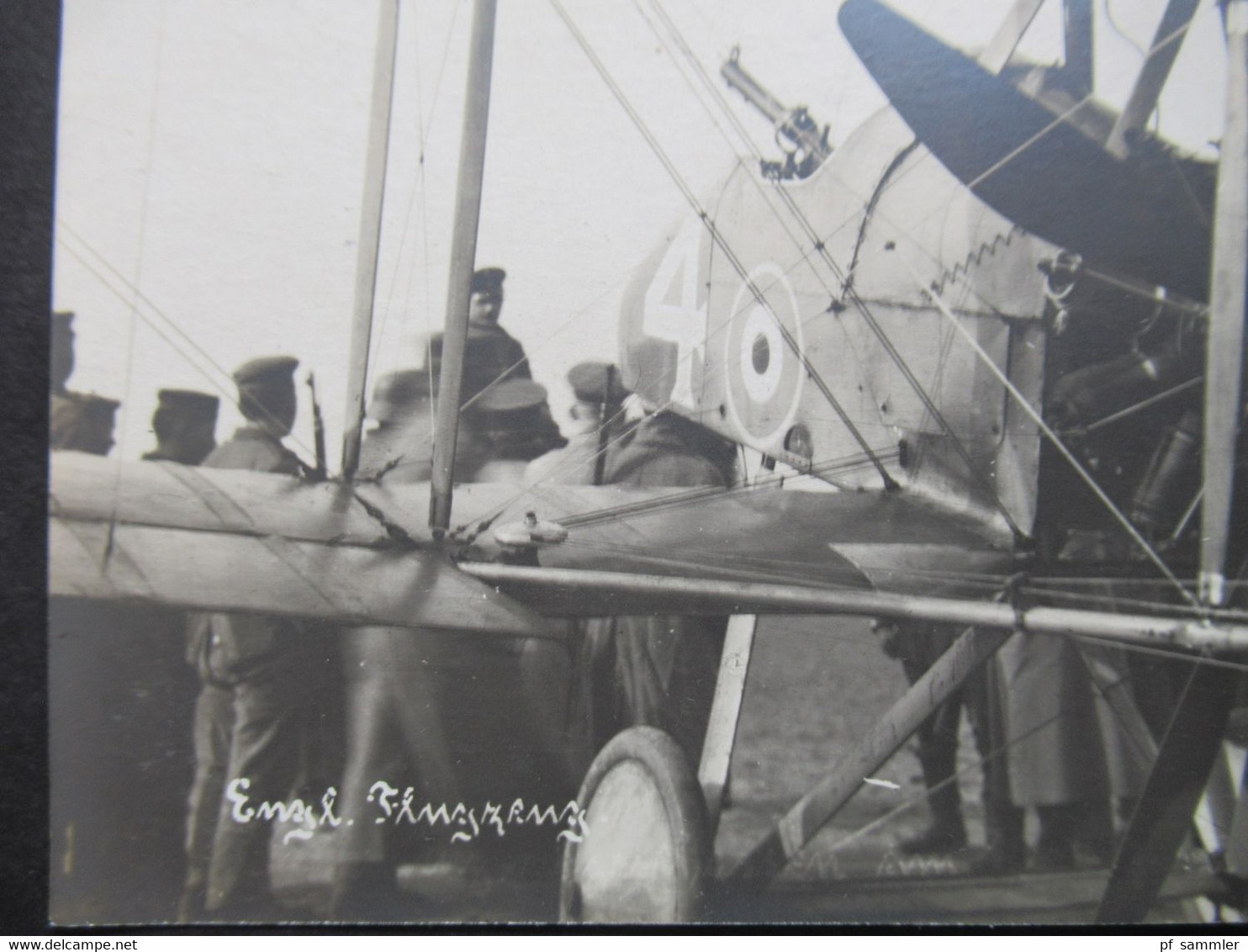 1.WK Echtofo AK Engl. Flugzeug Mit Nummer 4 / Soldaten Vor Flugzeug Mit Sternmotor - War, Military