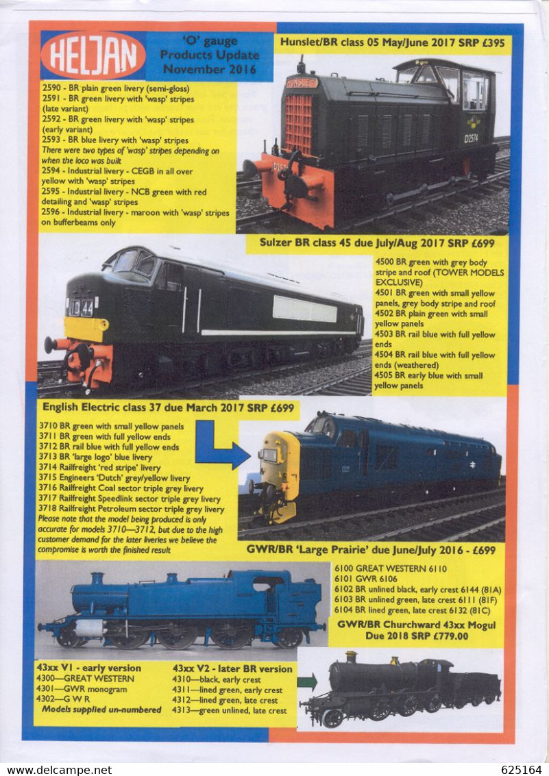 Catalogue HELJAN 2016/17 New Versions UK MODEL RAILWAY OO, O, OO9 Gauge - Englisch