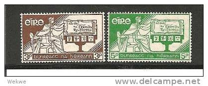 Irl Mi.Nr.140-41/  IRLAND - Neue Verfassung 1958 (Harfe, Buch Etc.) ** MNH - Unused Stamps