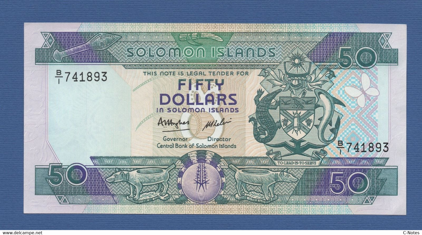 SOLOMON ISLANDS - P.17 –  50 Dollars ND (1986) AUNC Prefix B/I 741893 - Isla Salomon