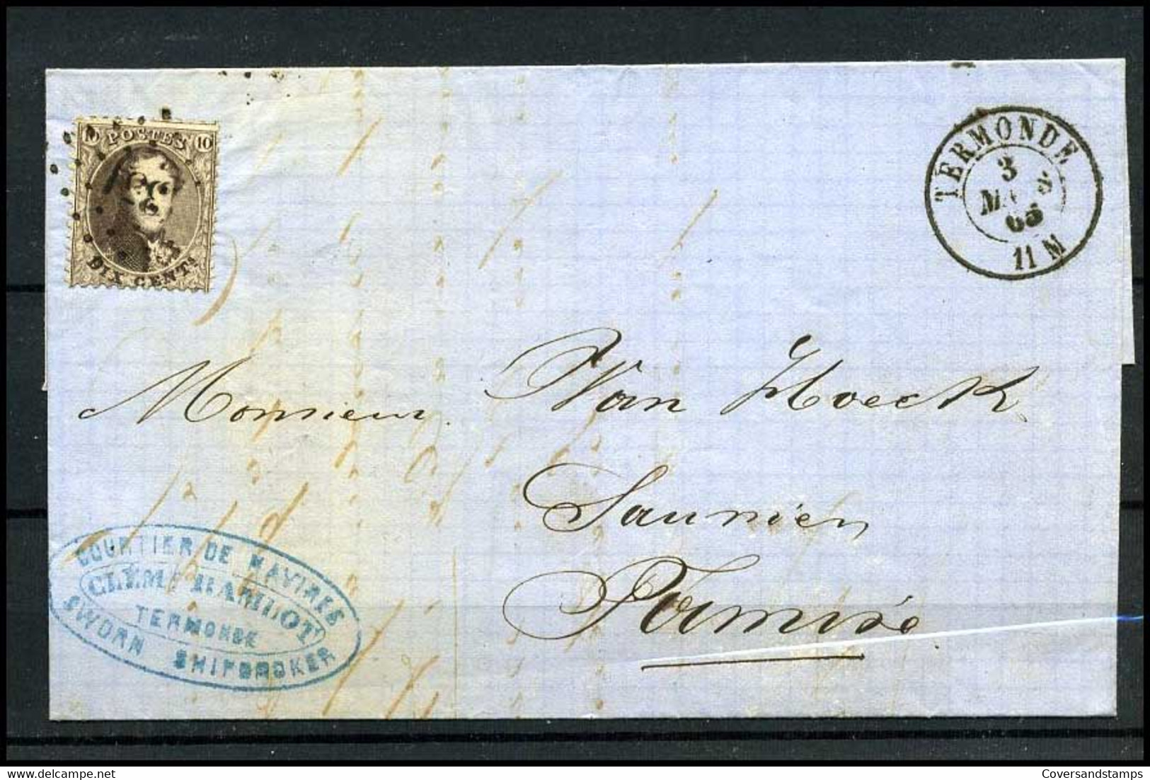Brief Uit 1865 Met No 14 - 1863-1864 Medaillen (13/16)