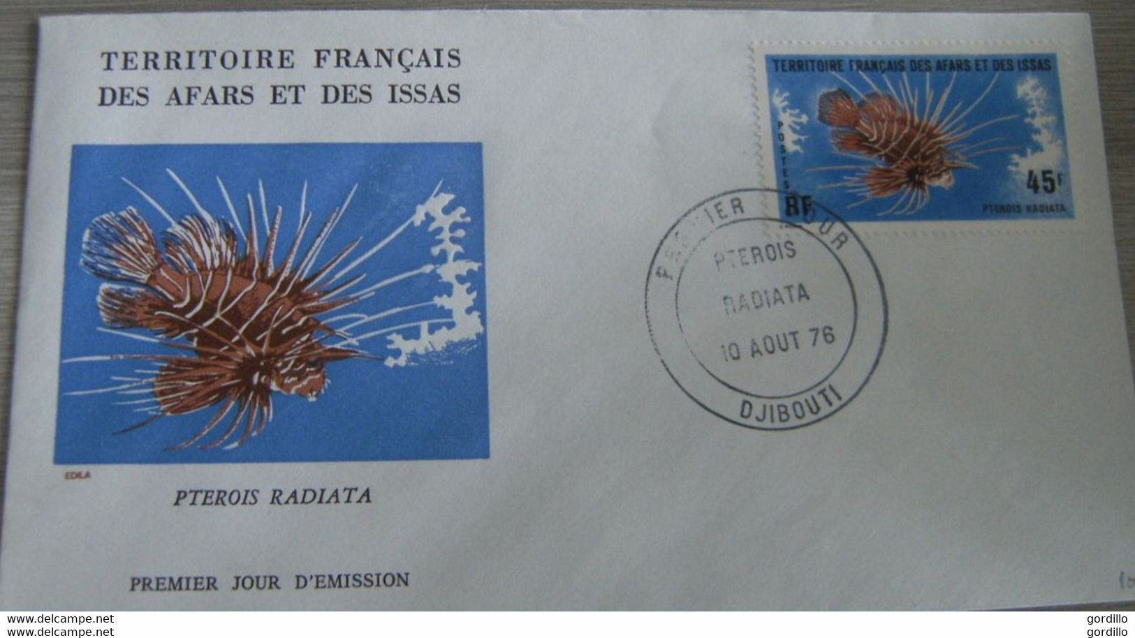 FDC Afars Et Issas  Yvert N°435 FDC Djibouti 1976 - Poisson Pterois Radiata - Lettres & Documents