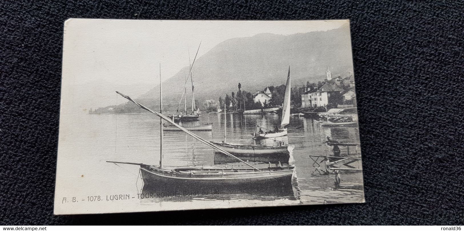 Cp 74 Haute Savoie LUGRIN TOUR RONDE Bords Du Lac ( Quai Pêcheurs Bateaux Habitations église ) - Lugrin