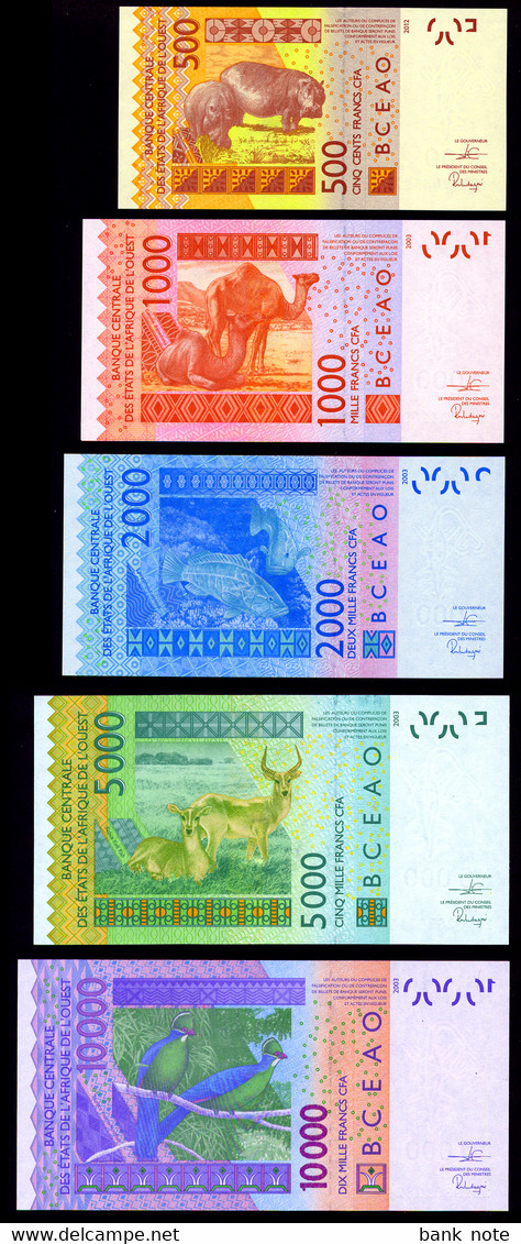 WEST AFRICAN STATES BURKINA FASO SET 5 BANKNOTE 500, 1000, 2000, 5000, 10000 FRANCS 2019 Unc - West African States