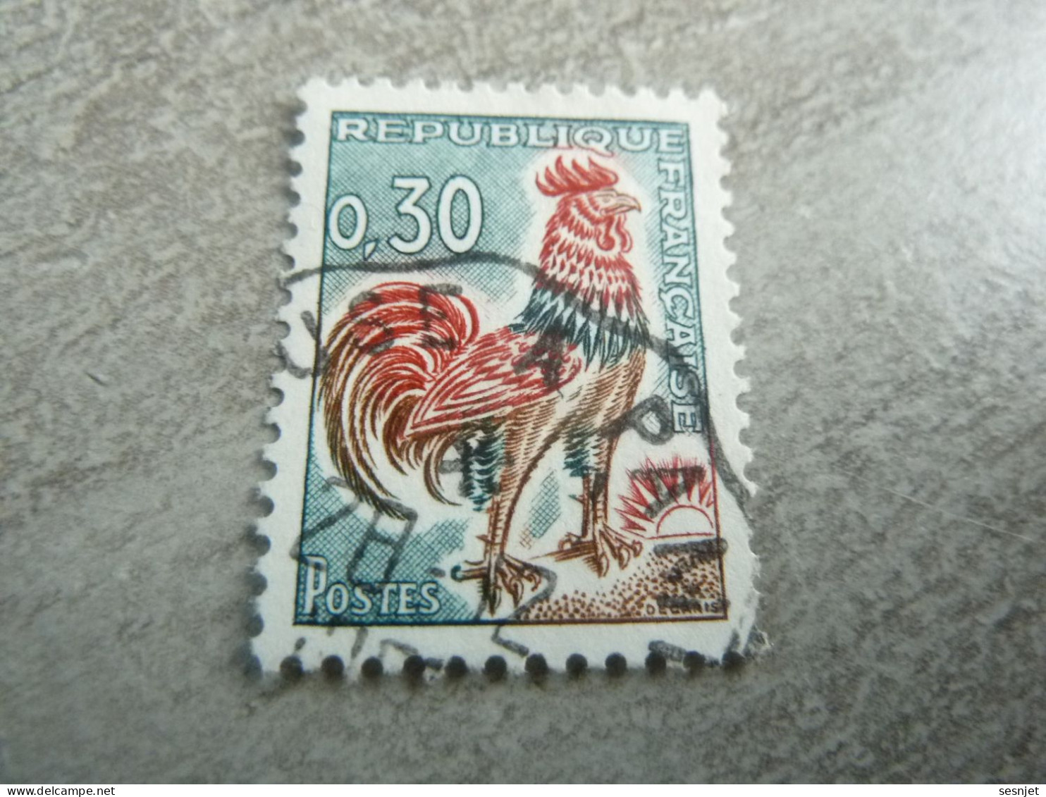 Type Coq De Decaris - 30c. - Yt 1331 A - Vert, Rouge Et Bistre - Oblitéré - Année 1964 - - 1962-1965 Hahn (Decaris)