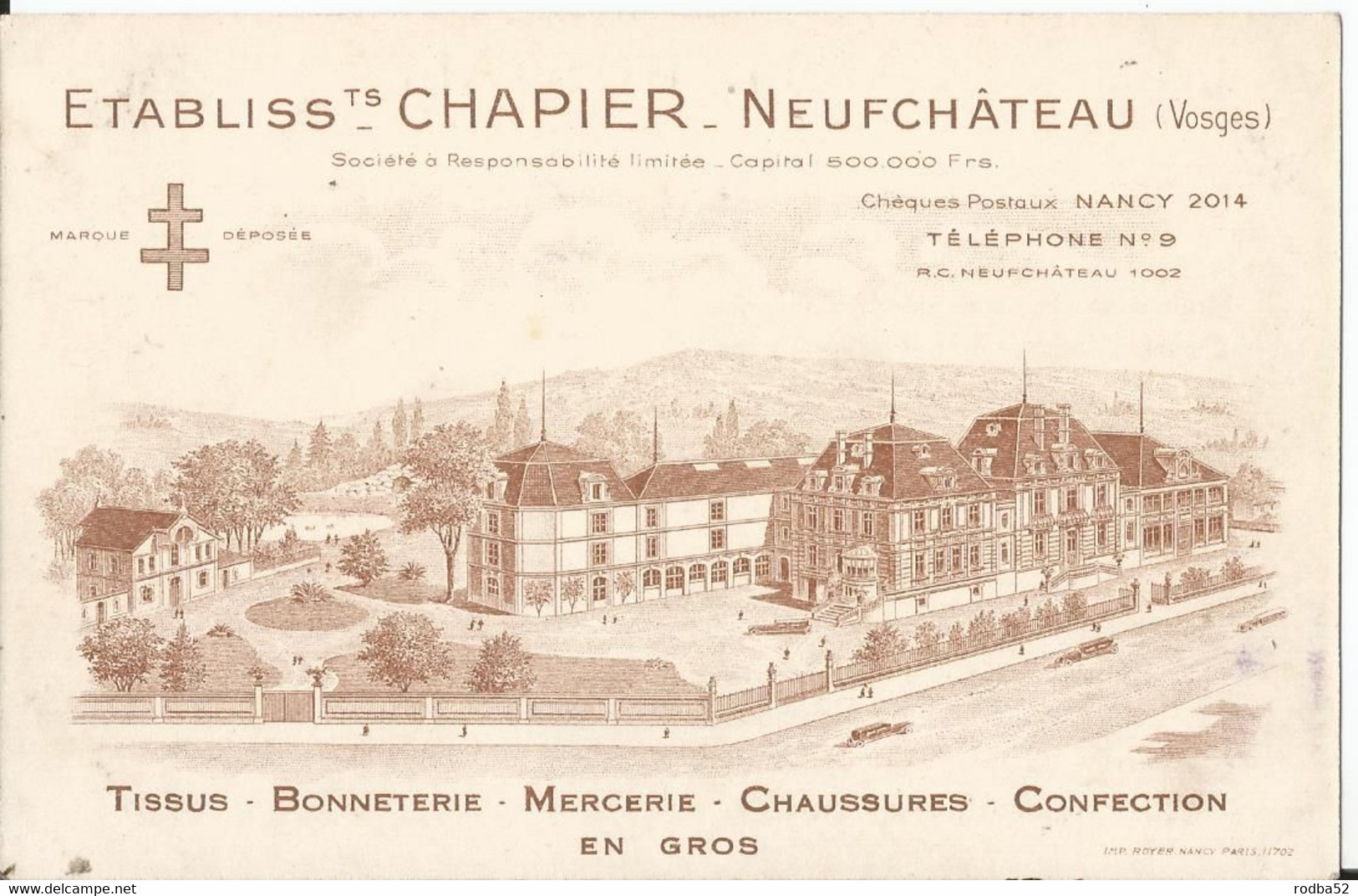 CPA - Neufchateau - 88 -  Carte Puplicitaire Chapier - Tissus Bonneterie Chaussures.. - Neufchateau