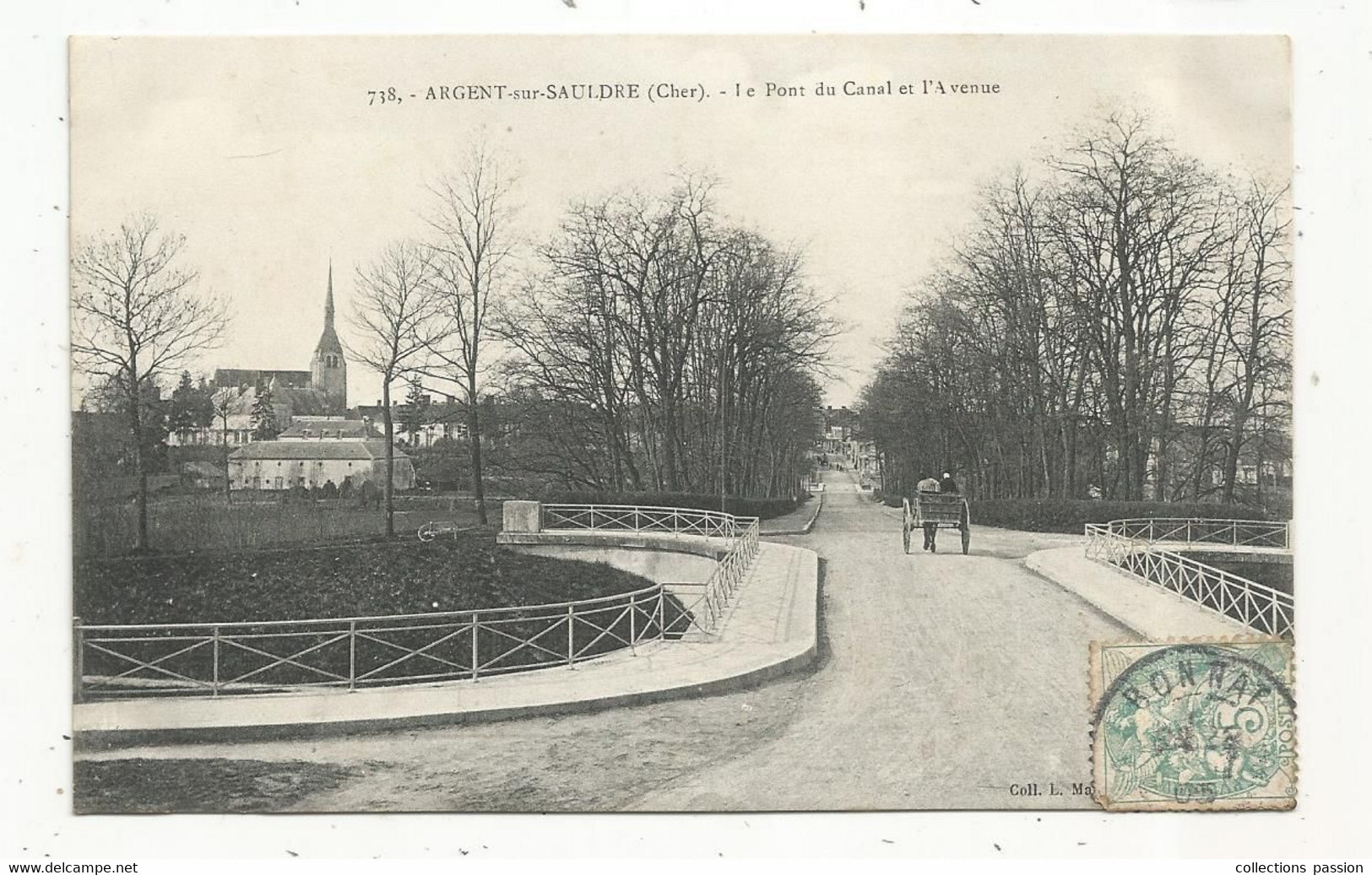 Cp , 18 , ARGENT SUR SAULDRE , Le Pont Du Canal Et L'avenue ,vierge - Argent-sur-Sauldre