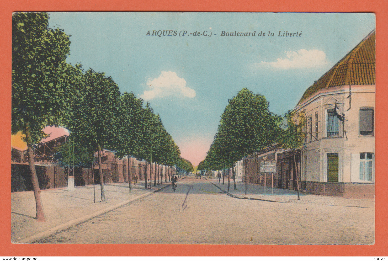 D62 - ARQUES - BOULEVARD DE LA LIBERTÉ - Cycliste - Calèche - Carte Colorisée - Arques