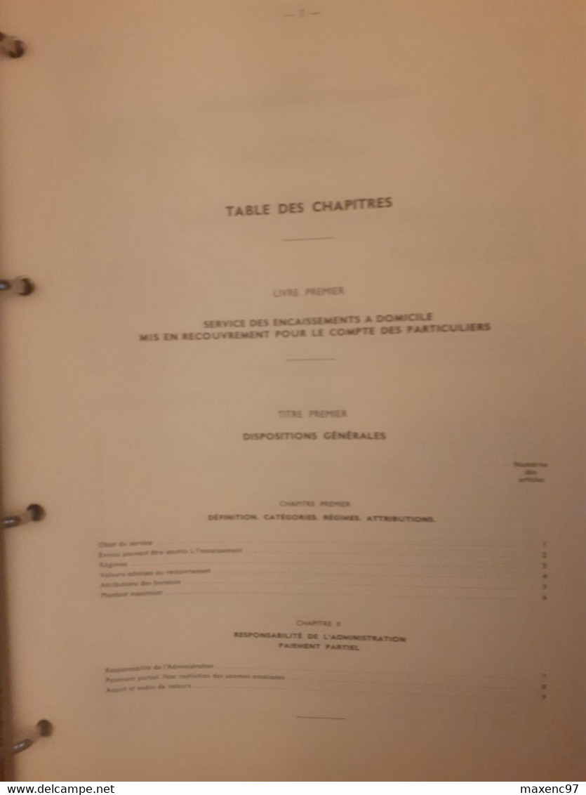 Instruction Générale Des Ptt La Poste 1977 Service Des Encaissements à Domicile Chèques Postaux Fascicule VIII - Administraciones Postales