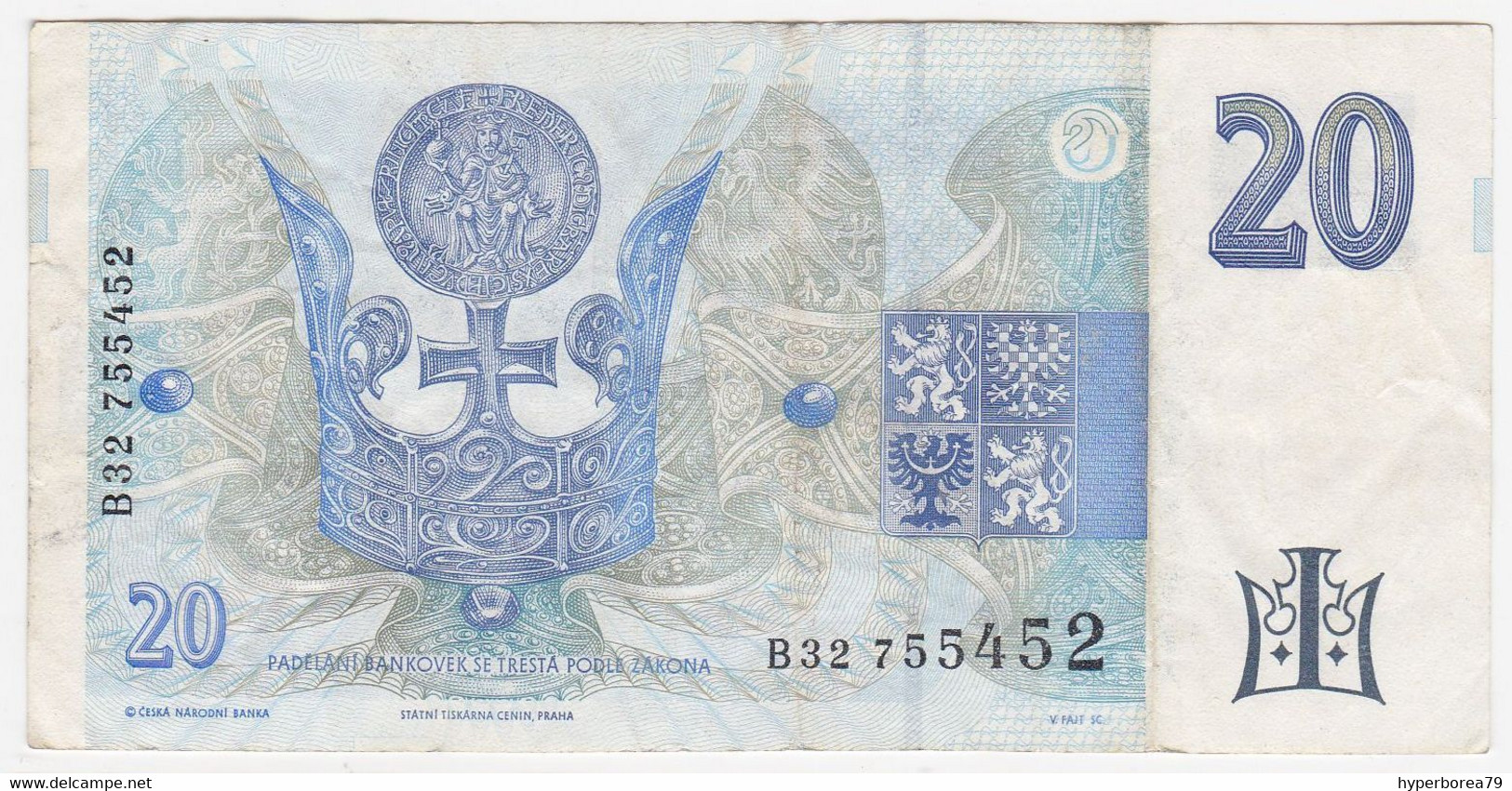 Czech Rep P 10 C - 20 Korun 1994 - VF - República Checa